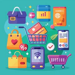 shopping cart icon set