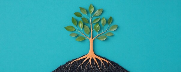 A tree with roots made of research documents