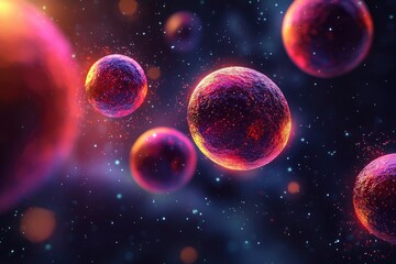 Fototapeta premium Vibrant Spheres in a Cosmic Dust Cloud