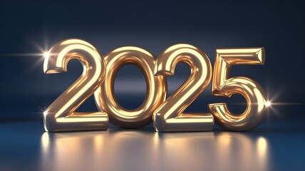 Happy New Year, 2025 text on dark background 3d render concept with metal effect, isolated on snow background.