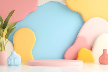 Fototapeta premium Vibrant Abstract Banner Design with Blank Call to Action Elements and Empty Space for Title