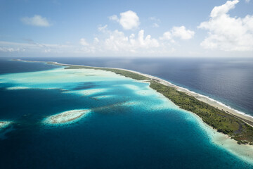 Paradise found - Aerial view of an atoll in French Polynesia