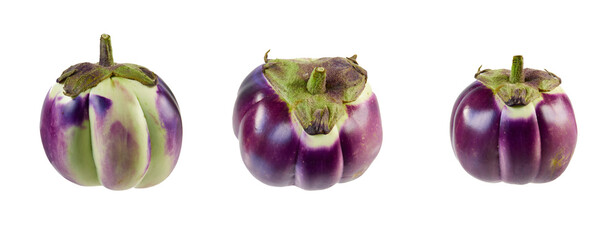 purple white aubergine eggplant fruit isolated on white or transparent png