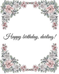 Delicate watercolor floral frame perfect for a birthday greeting or special celebration