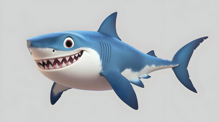 Obraz premium Cartoon Shark Illustration - 3D Rendered Blue Shark