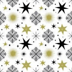 Elegant seamless pattern with stars and snowflakes
