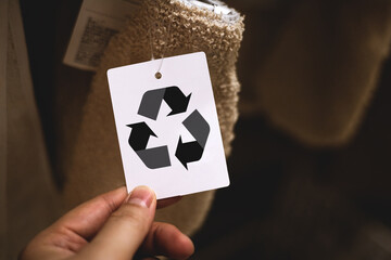 Recycling labels on products. Marketing and environmental conservation