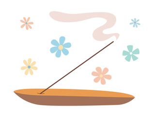 Scented aroma stick on a wooden stand vector illustration