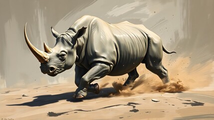 Charging Rhinoceros, Powerful Movement