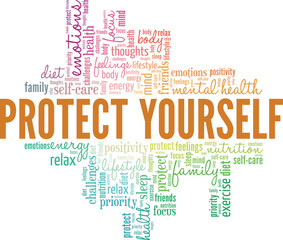 Protect Yourself word cloud conceptual design isolated on white background.