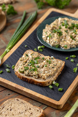 Freshly made tuna spread with chives