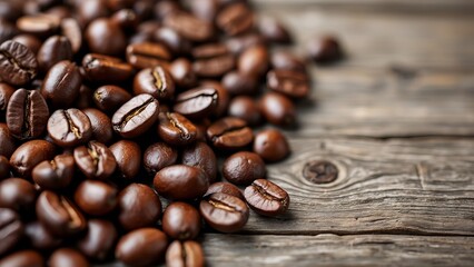 Naklejka premium Coffee seeds spread on table