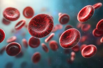 Naklejka premium Microscopic View of Red Blood Cells in a Fluid