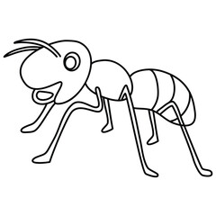 Cute Ant Smile Cartoon Coloring Page For Kids