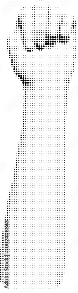 Wall mural vector element in retro halftone style. human hand gesturing with halftone dotted pattern. pop art p