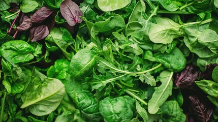   A green pile of leafy vegetables sits atop two piles of mixed green and brown leaves