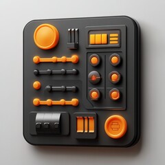 3D Control Panel Icon: Industrial Automation Control Illustration Logo