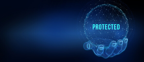 Cyber security data protection business technology privacy concept.  Protected. 3d illustration