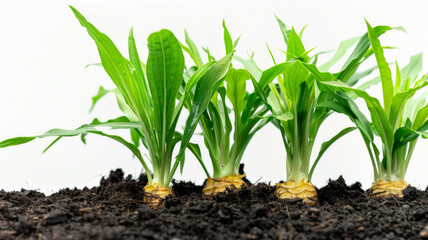 Obraz premium big ginger officinale plant growing on the ground, AI Generative