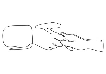 One Line Drawing of Two Hands Gripping Together, Minimalist Depiction of Partnership and Harmony.