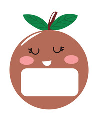 Fruit caartoon character on book label sticker design