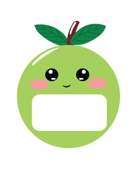 Fruit caartoon character on book label sticker design