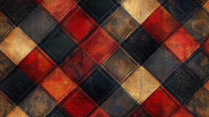 A background with a modern checkerboard texture, incorporating both traditional tartan and contemporary geometric elements in a seamless design.