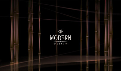 A magnificent composition with an abstract podium and bamboo branches.