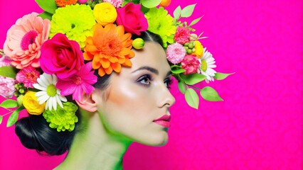 portrait of a woman with colorful flower