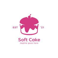 Delicious Pink Soft cake pastry logo design concept