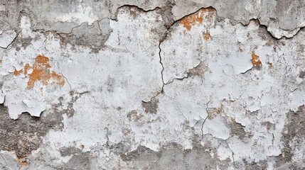 A weathered wall with peeling paint and cracks, showcasing texture and decay.