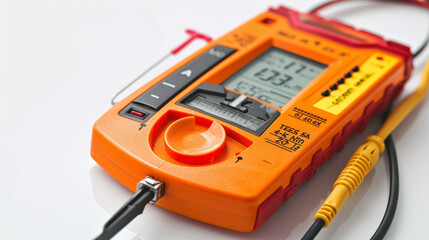 Multimeter for measuring electrical currents and voltages isolated on white background