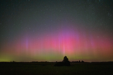 Northern Lights Aurora Borealis. Night sky, magnetic storm