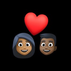 Fototapeta premium Couple with Heart Emoji 