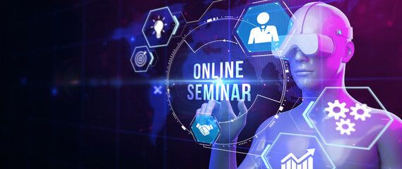 Business, Technology, Internet and network concept. Webinar e-learning. Training concept. 3d illustration
