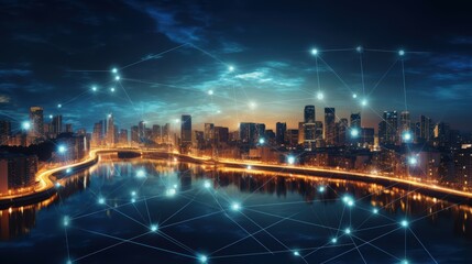 Fototapeta premium 5G wireless network, high speed internet, cloud computing or connect diagram technology, Data storage, service, synchronize, online, financial, Connectivity global, smart city, ecommerce, facility