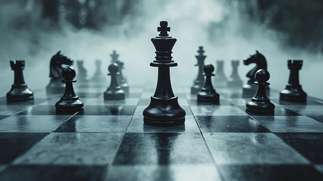 Animation of chess pieces moving across a chessboard in a stop motion sequence, capturing the essence of strategy and the impact of wrong decisions