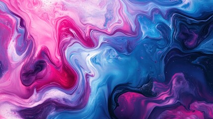 Fototapeta premium Abstract Swirling Blue and Pink Liquid Painting