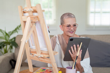 Experienced Artist Integrating Digital References for Painting