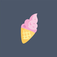 strawberry ice cream in flat vector design.