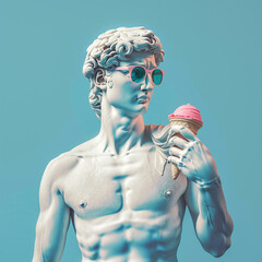 Ancient Statue with ice cream cone