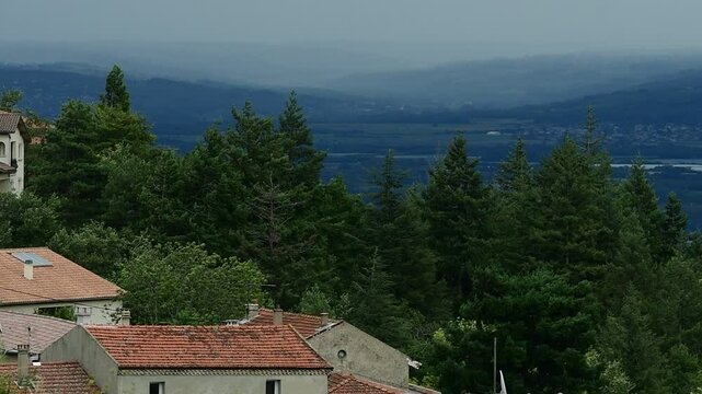 Storm Aitor in France in the Pilat Regional Natural Park, Loire.
Strong winds and thunderstorms.