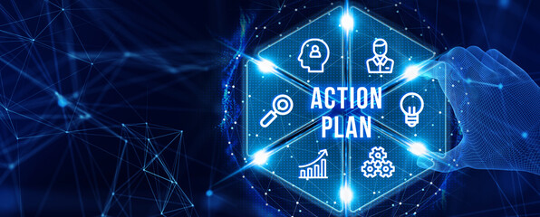 Business, Technology, Internet and network concept. Concept meaning proposed strategy or course of actions for certain time. 3d illustration