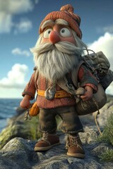 Whimsical Adventurer: A Playful Character Amidst Nature's Beauty