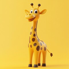 Obraz premium 3D Playful Giraffe Icon: Cute Animal Toy Illustration Logo