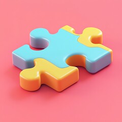 3D Puzzle Icon: Brain Teasing Challenge Illustration Logo