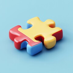 3D Puzzle Icon: Brain Teasing Challenge Illustration Logo