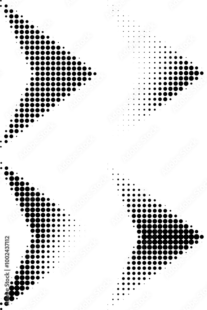 Wall mural abstract illustration of arrows created from dots, retro halftone pattern effect. graphic element fo