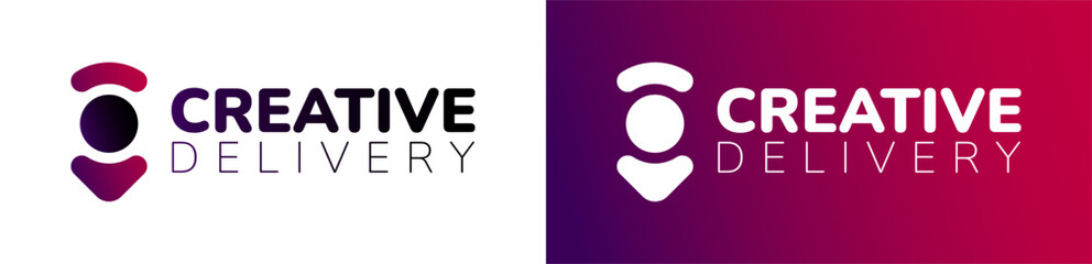 creative delivery logo vector icon illustration design. creative location logotype design