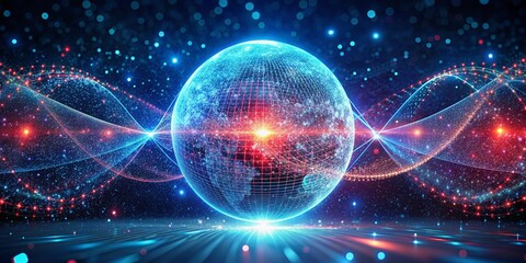 A modern and technologically advanced image of a pulsating sphere of light